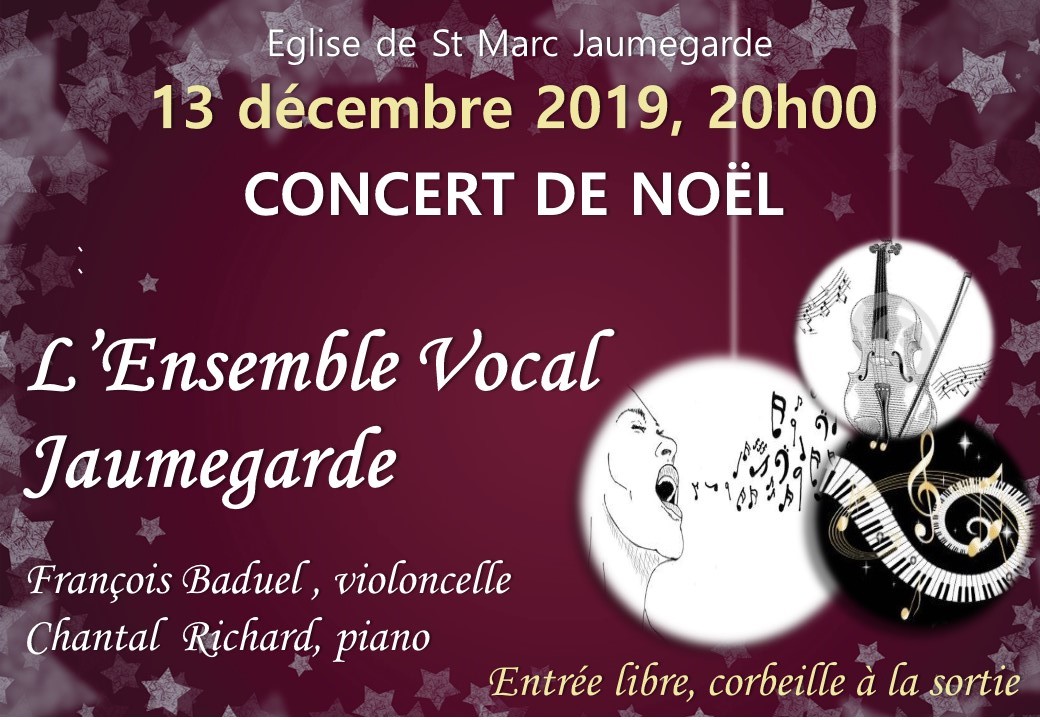 Vendredi 13 Décembre  à  20 h  à St Marc Jaumegarde  :   CONCERT DE NOEL